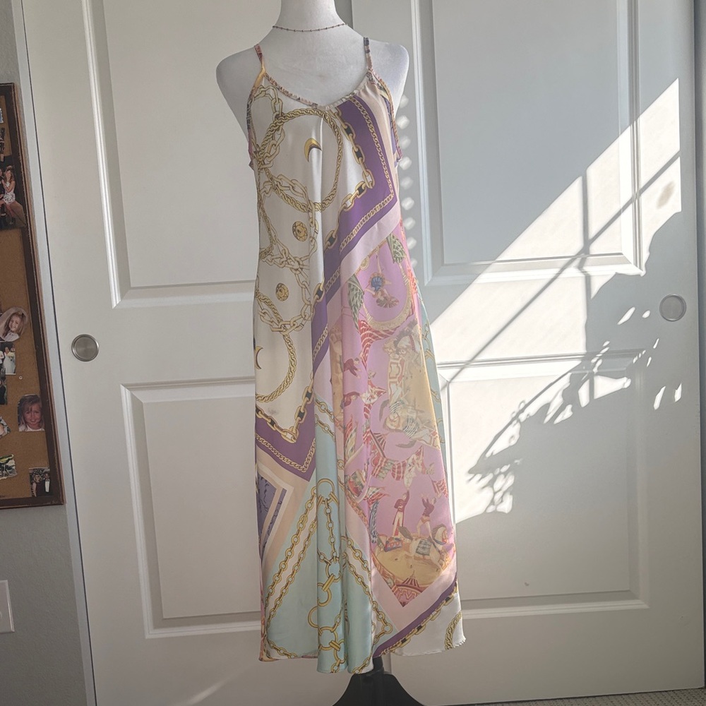 Sleeveless Maxi Slip Dress in Pastel Multi-Print. Never Worn. Venti 6 Size S